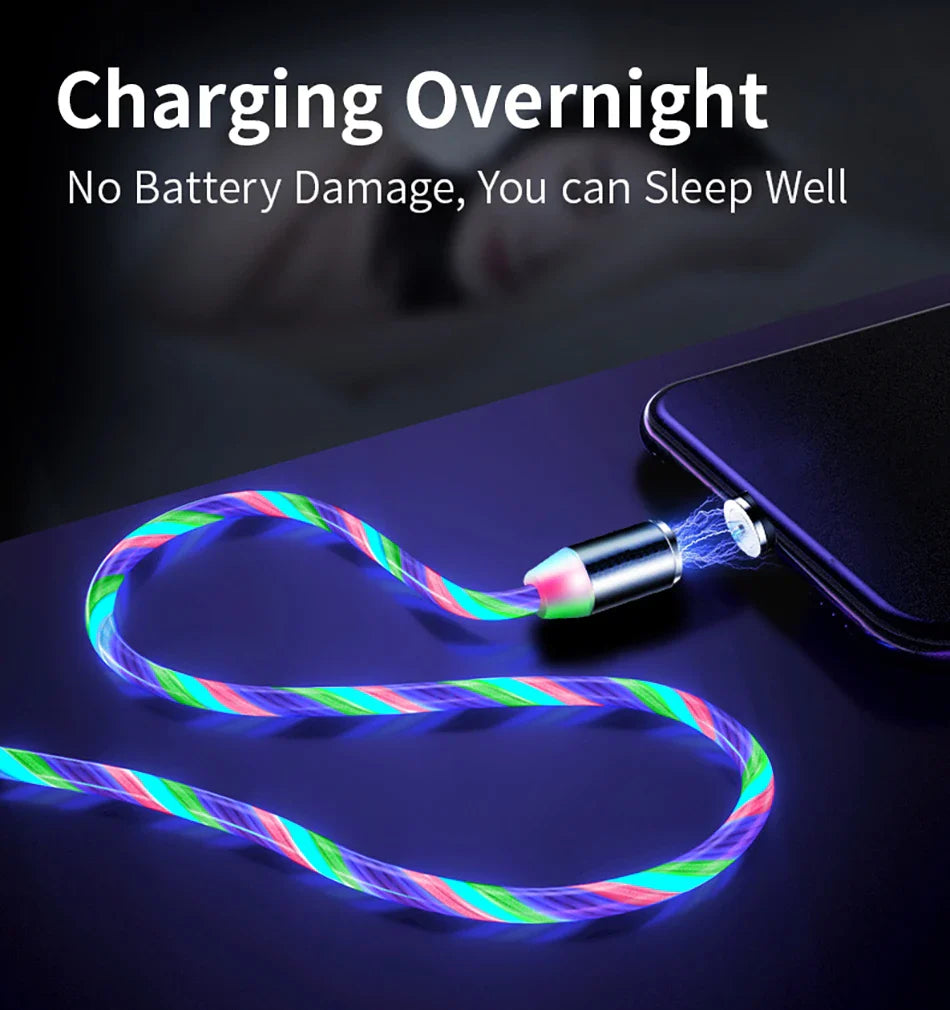 Circular Magnetic Streamer Data Cable for Apple, Android, and Type-C Devices