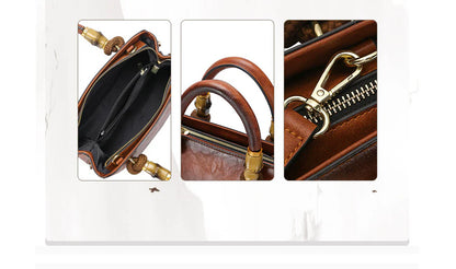 Bamboo large capacity one-shoulder messenger bag with retro-inspired design and ample storage compartments