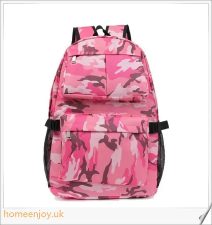 Camouflage stylish backpack with large capacity and waterproof construction for outdoor adventures