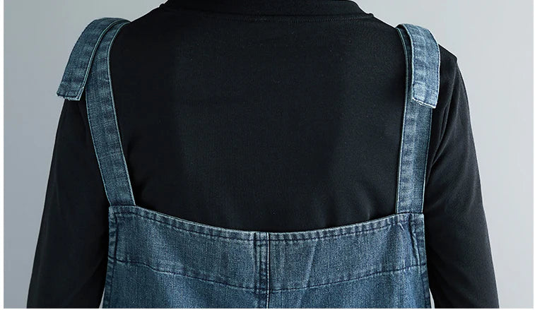 Homeenjoy UK Casual Literary Women's Plus Size Denim Overalls