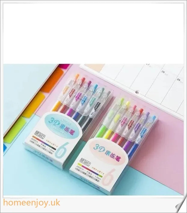 A colourful 3D jelly pen with vibrant, water-based pigments for bold, shimmering lines that inspire creative expression.