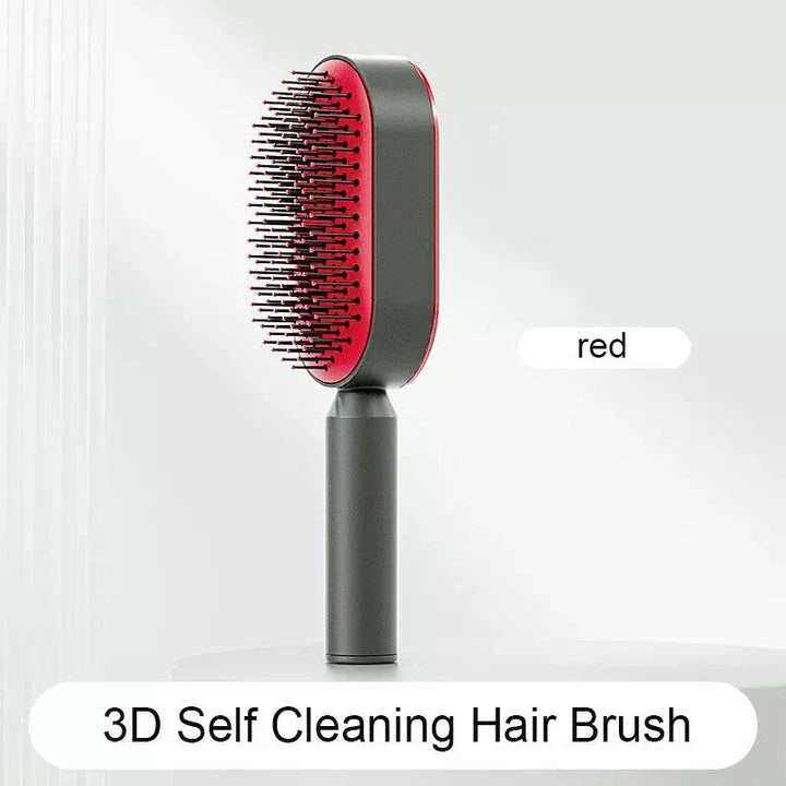 A premium hair brush with one-click self-cleaning, 3D air cushion massage, and versatile styling capabilities for effortless hair care at home.