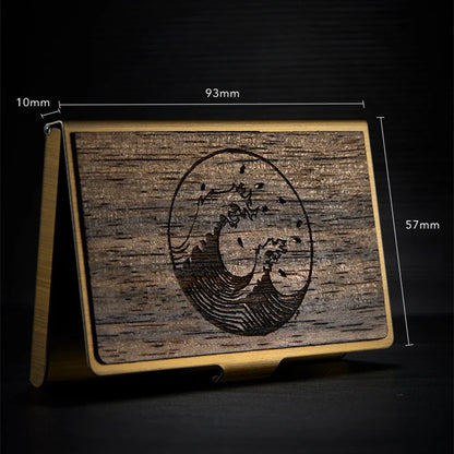 Premium stainless steel and wooden business card holder in a range of elegant finishes