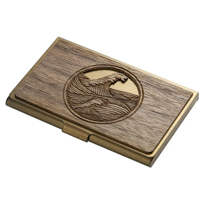 Premium stainless steel and wooden business card holder in a range of elegant finishes
