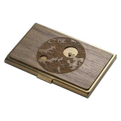 Premium stainless steel and wooden business card holder in a range of elegant finishes