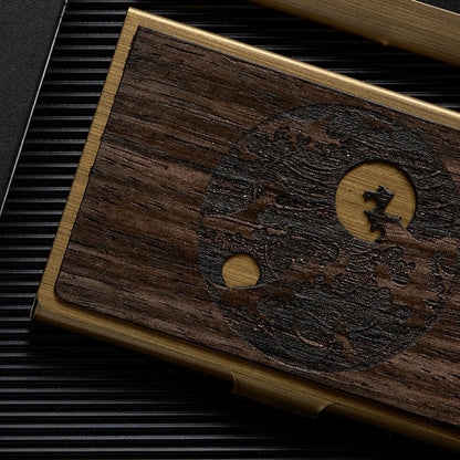 Premium stainless steel and wooden business card holder in a range of elegant finishes