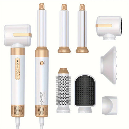 7 in 1 high-speed hair dryer brush with adjustable heat and speed settings, ionic technology, and automatic curling feature
