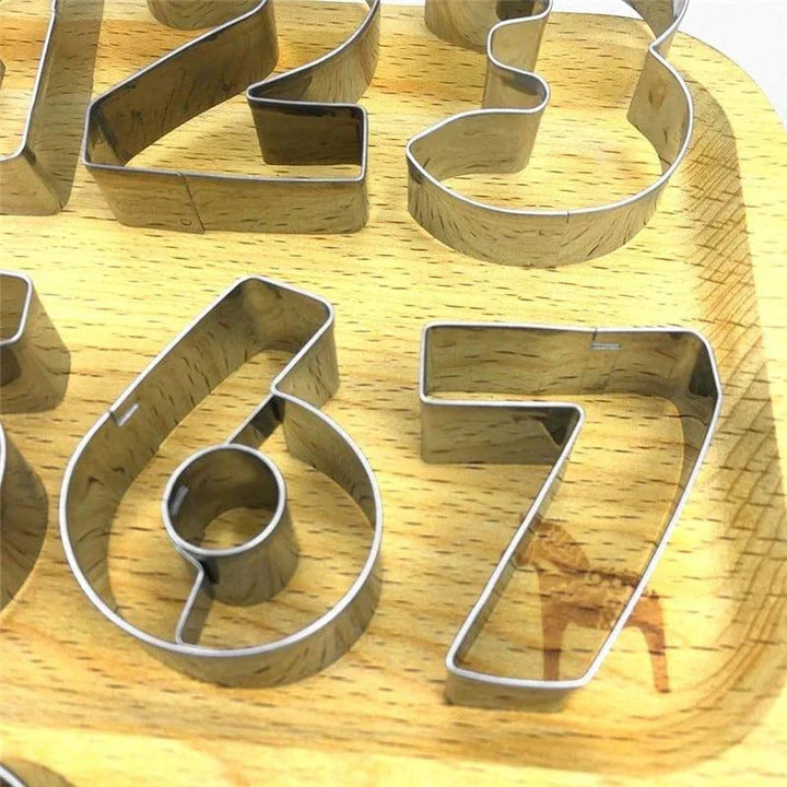Premium stainless steel 3D number-shaped cookie moulds for creative baking