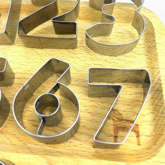Premium stainless steel 3D number-shaped cookie moulds for creative baking