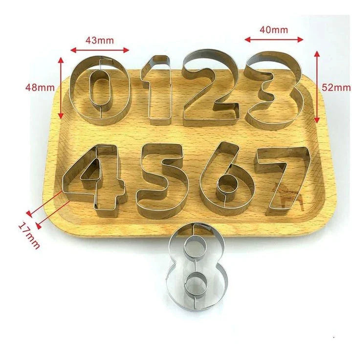 Premium stainless steel 3D number-shaped cookie moulds for creative baking