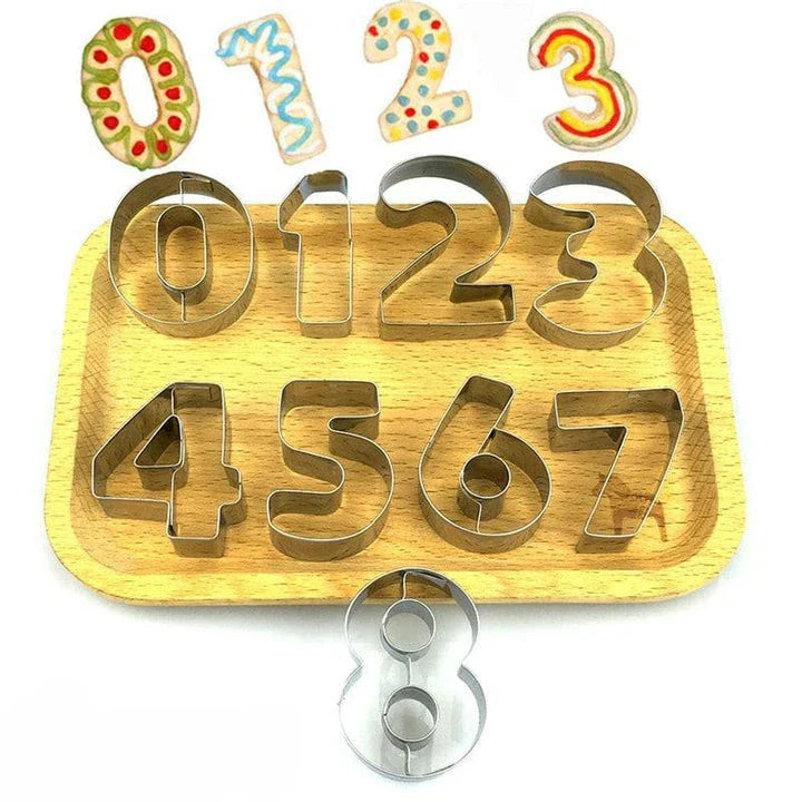Premium stainless steel 3D number-shaped cookie moulds for creative baking