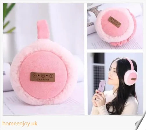 Bluetooth headphones with warm, plush earmuffs in a foldable, soft and adjustable design for winter accessories