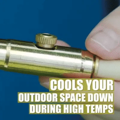 A high-quality outdoor misting system with adjustable nozzles, designed to cool and refresh your backyard or patio.