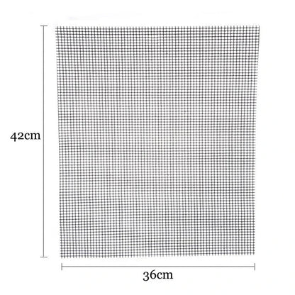 Premium non-stick barbeque grilling mat with glass fibre cloth construction and Teflon coating for effortless grilling and cleaning