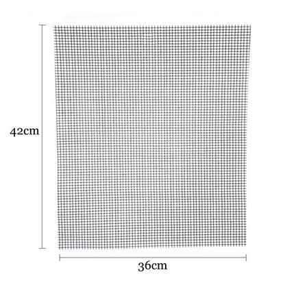 Premium non-stick barbeque grilling mat with glass fibre cloth construction and Teflon coating for effortless grilling and cleaning