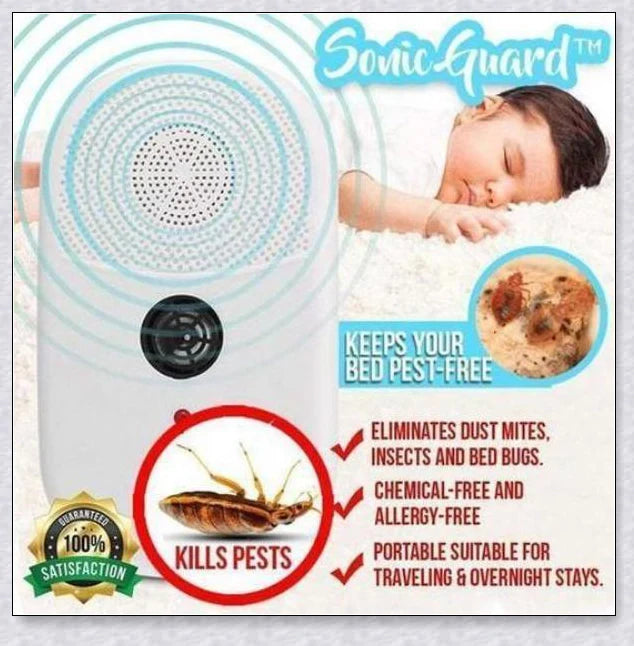 SonicGuard Dust Mite and Bed Bug Killer - Ultrasonic device for eliminating pests and improving indoor air quality