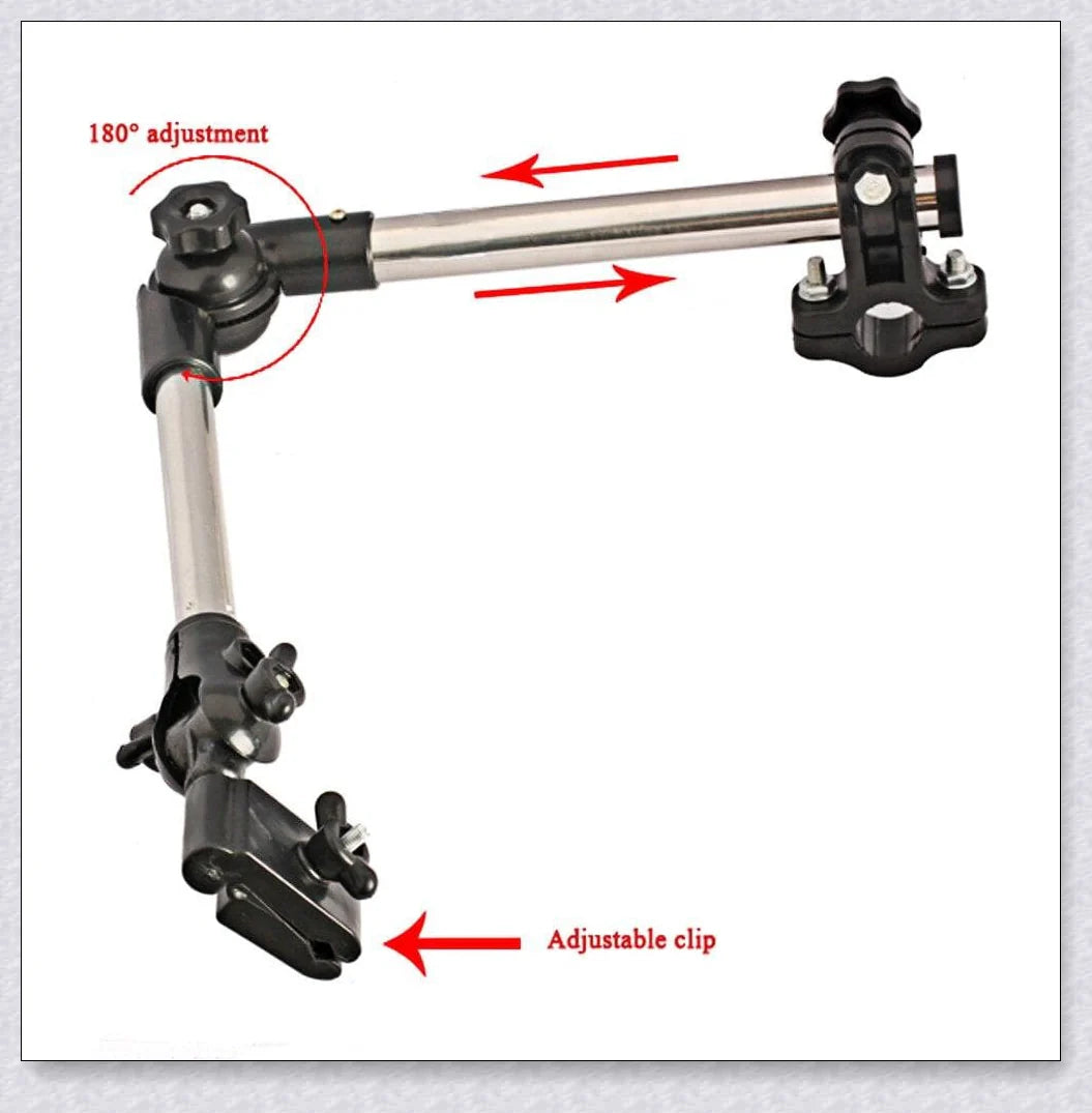 Adjustable Bike Wheelchair Stroller Chair Umbrella Holder made of premium aluminium and ABS materials for hands-free weather protection