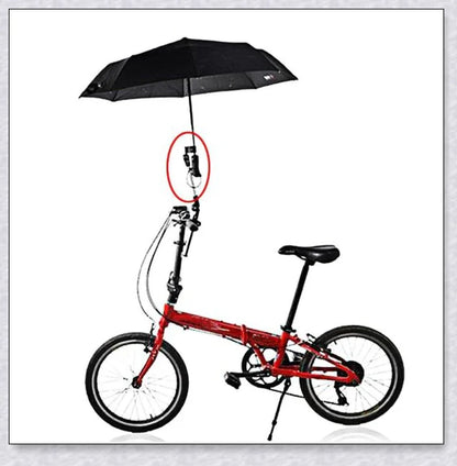 Adjustable Bike Wheelchair Stroller Chair Umbrella Holder made of premium aluminium and ABS materials for hands-free weather protection