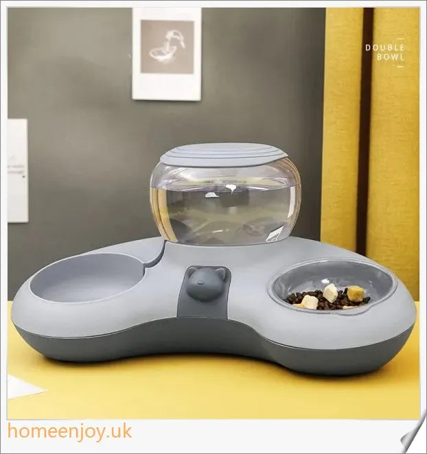 Automatic Drinking Water and Feeding Double Bowl for Pets, Available in Grey, Powder, and Green Colours