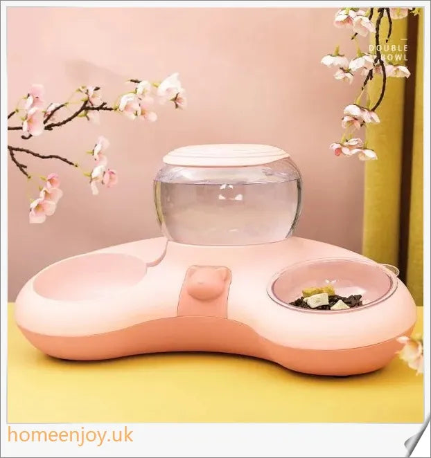 Automatic Drinking Water and Feeding Double Bowl for Pets, Available in Grey, Powder, and Green Colours