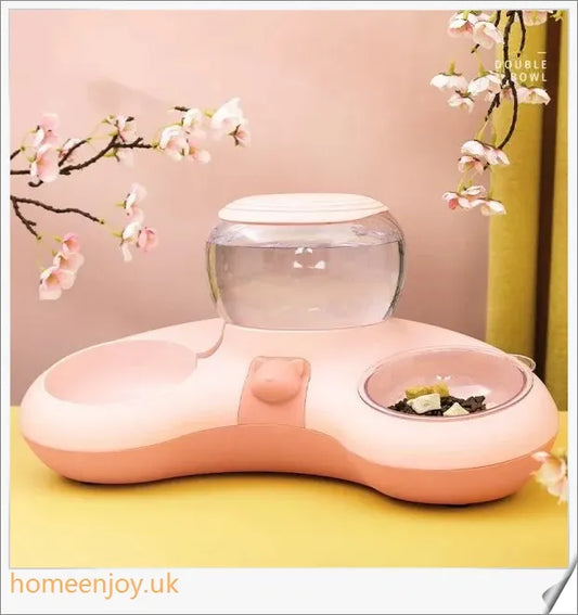 Automatic Drinking Water and Feeding Double Bowl for Pets, Available in Grey, Powder, and Green Colours