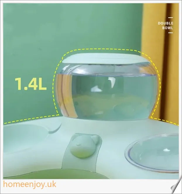 Automatic Drinking Water and Feeding Double Bowl for Pets, Available in Grey, Powder, and Green Colours