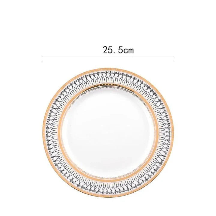 Elegant marble ceramic plate with a sophisticated and timeless design, perfect for dining and entertaining.