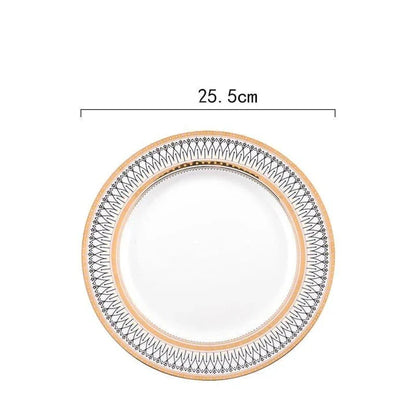 Elegant marble ceramic plate with a sophisticated and timeless design, perfect for dining and entertaining.