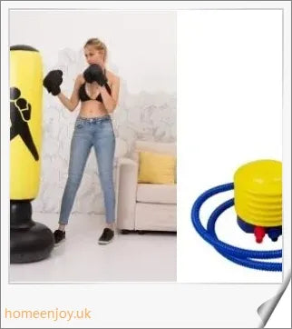 Inflatable boxing punching bag with sturdy stand and sandbag base for stable, durable home workouts