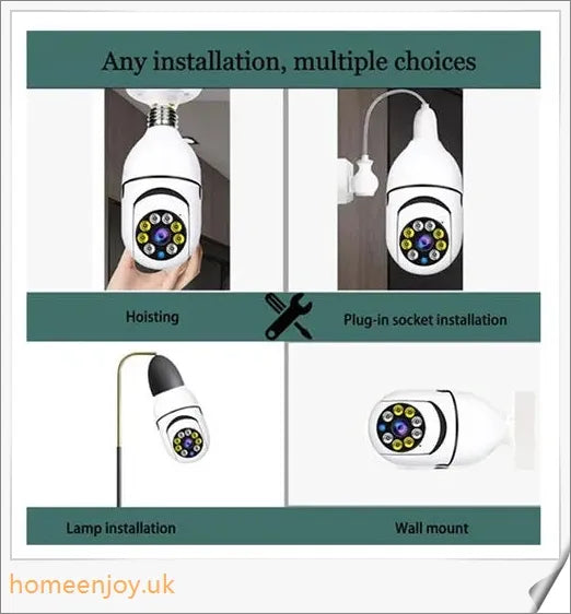5G Wifi E27 Bulb Surveillance Camera with 360-degree viewing, night vision, and smart home compatibility