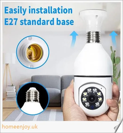 5G Wifi E27 Bulb Surveillance Camera with 360-degree viewing, night vision, and smart home compatibility