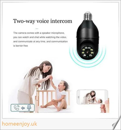 5G Wifi E27 Bulb Surveillance Camera with 360-degree viewing, night vision, and smart home compatibility