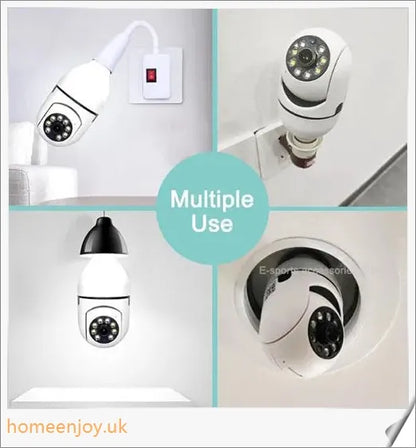 5G Wifi E27 Bulb Surveillance Camera with 360-degree viewing, night vision, and smart home compatibility