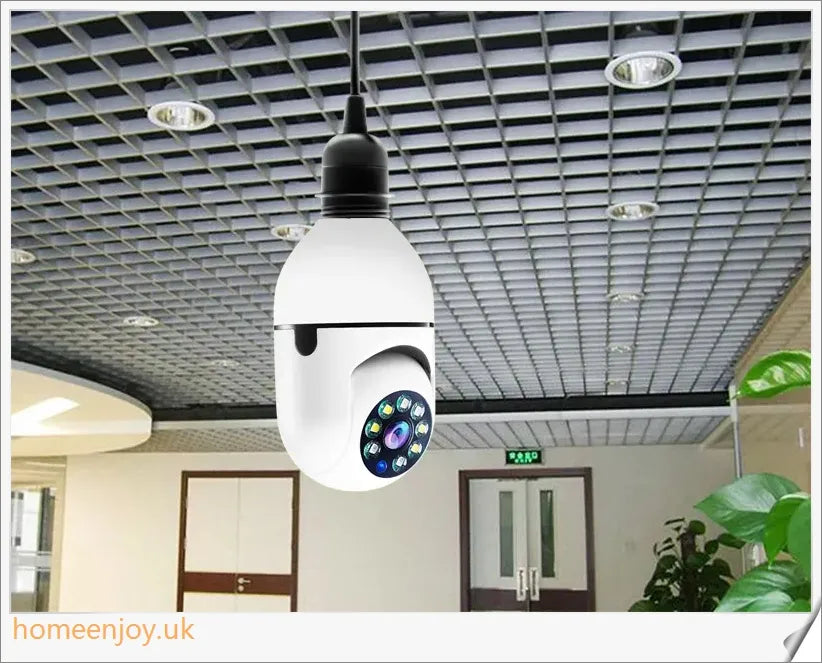 5G Wifi E27 Bulb Surveillance Camera with 360-degree viewing, night vision, and smart home compatibility