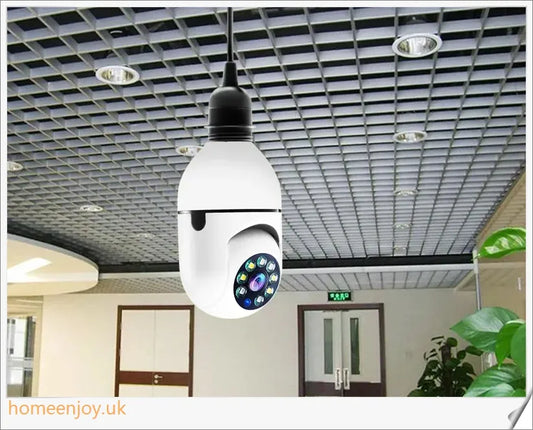 5G Wifi E27 Bulb Surveillance Camera with 360-degree viewing, night vision, and smart home compatibility
