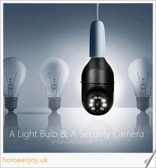 5G Wifi E27 Bulb Surveillance Camera with 360-degree viewing, night vision, and smart home compatibility