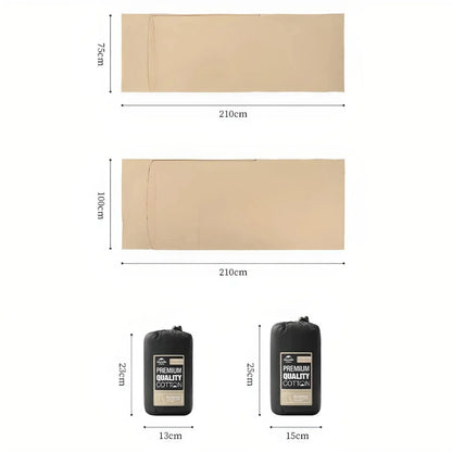 Premium cotton sleeping bag liner in green, featuring a soft, breathable, and comfortable design for travel and camping