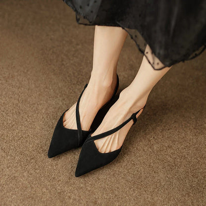 Elegant high heel leather sandals in green for fashionable women