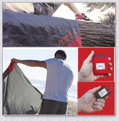 Premium pocket blanket with water-repellent and puncture-resistant design, perfect for outdoor adventures and picnics