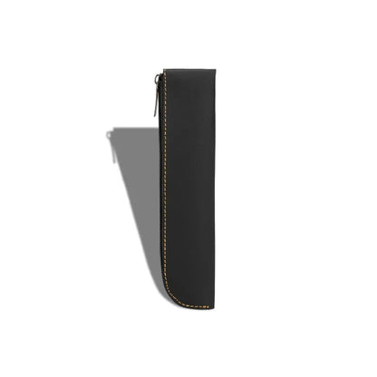A sleek and sophisticated PU leather pencil case with a secure zipper closure, perfect for organising writing essentials for school and office use.