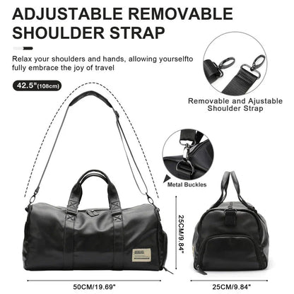 A high-quality waterproof travel bag for men with a dedicated shoe compartment and spacious interior for versatile use.