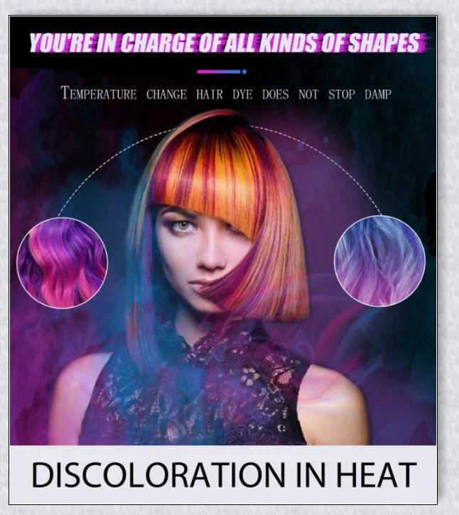 Thermochromic hair dye that changes colour with temperature, infused with nourishing Brazilian Argan Oil and Keratin Essence