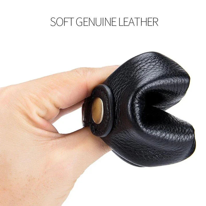 Genuine leather mini wallet case in black colour, featuring a compact and stylish design suitable for women in the UK