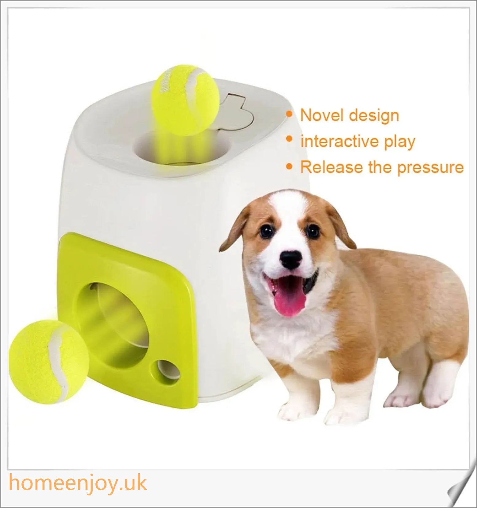 Automatic Dog Toy Ball Launcher with Adjustable Range and Included Tennis Balls