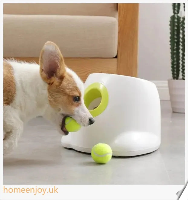 Automatic Dog Toy Ball Launcher with Adjustable Range and Included Tennis Balls