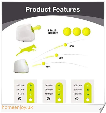 Automatic Dog Toy Ball Launcher with Adjustable Range and Included Tennis Balls