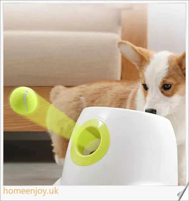 Automatic Dog Toy Ball Launcher with Adjustable Range and Included Tennis Balls