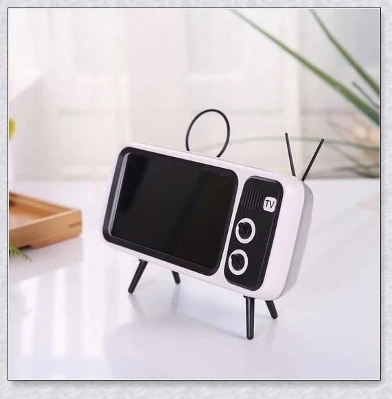 Retro TV Phone Holder & Bluetooth Speaker - Stylish Vintage-Inspired Smartphone Stand and Wireless Speaker