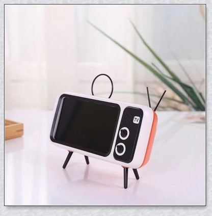 Retro TV Phone Holder & Bluetooth Speaker - Stylish Vintage-Inspired Smartphone Stand and Wireless Speaker