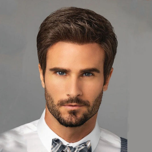 Men's Fashion Short Straight Brown Wig - Versatile accessory for a stylish transformation